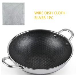 12.5Inch Stirfry Pan with Coating Stainless Steel Wok Pan with Nonstick Coating,Frying Pans, Stay-Cool Handle,Works with Gas, Electric, Ceramic Furnace Stove,Suitable for Home , Outdoor Camping