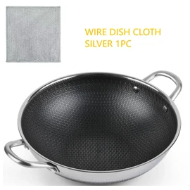12.5Inch Stirfry Pan with Coating Stainless Steel Wok Pan with Nonstick Coating,Frying Pans, Stay-Cool Handle,Works with Gas, Electric, Ceramic Furnace Stove,Suitable for Home , Outdoor Camping