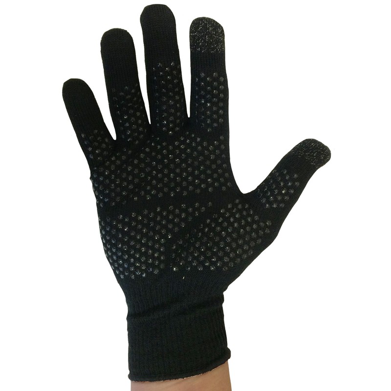 EDZ Merino Wool Touch Screen Gloves With Grips Black XL