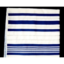 Kosher Tallit Prayer Shawl 100% Wool 43x63"/110x160cm Israel.blue&silver Stripes N-45