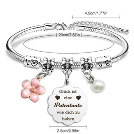 EGHTvmok Patentante Geschenk Patentante Geschenke Geburtstag Geburtstagsgeschenk Von Patenkind Dankeschön Taufe Ramadan Weihnachten Ostergeschenke Zuckerfest Valentinstag Geschenke für Frauen Armband