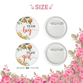 10 Pcs Orange Gender Reveal Button Pins, Team Boy Team Girl Badge Pins, Little Cutie Boy or Girl Stain Brooch Button for Baby Shower/Gender Reveal Party Decorations