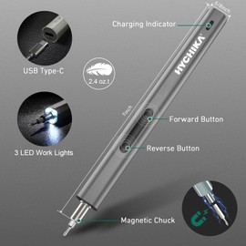 HYCHIKA 3.7V Electric Screwdriver，67 in 1 Precision Screwdriver set, 52 Magnetic Bits, 3 Torque, Cordless Screw Drivers Rechargeable, Repair Tool Kit for PC, RC, Electronics, Phones, Camera, Laptops