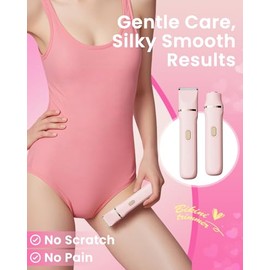 Dovety - Recortadora de bikini para mujer, afeitadora eléctrica 3 en 1 sin dolor para mujeres, afeitadora eléctrica recargable para piernas, cabello f
