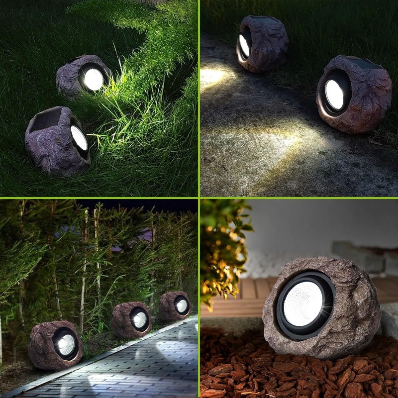 HQIAN SAT 4 Pack Solar Garden Lights Outdoor Super Bright