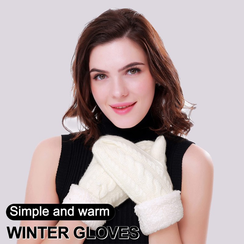 Women's Winter Gloves Warm Lining - Cozy Wool Knit Thick