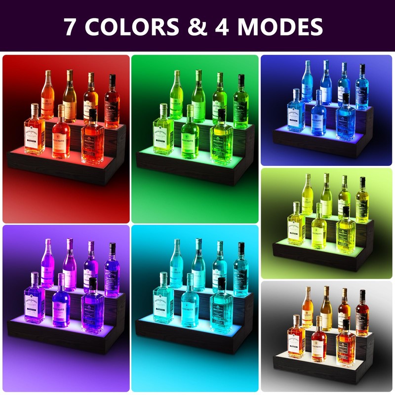Wine Rack with LED Light Liquor Bottle Display Shelf Wall