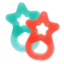 Dentistar BeiÃring 2er-Set â Teether fÃ¼r Babys & Kleinkinder ab 3 Monate â Baby BeiÃring mit Griff aus weichem Material zur Zahnungshilfe & Massage â Made in Germany â TÃ¼rkis & Orange
