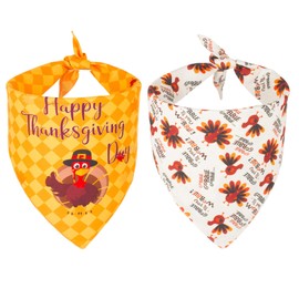 ADOGGYGO Thanksgiving Dog Bandana Fall Autumn Pet Bandana Reversible Triangle Bibs Scarf Accessories for Small Dogs Pets (Small, Thanksgiving)