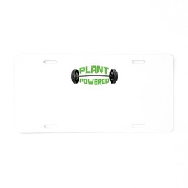 CafePress Plant Powered Veganism Weig Aluminum License Plate, Front License Plate, Vanity Tag