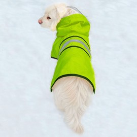 Impermeable para perro, impermeable, reflectante, ligero, transpirable, con capucha, con correa ajustable para el vientre y agujero para correa, para perros pequeños, medianos y grandes (pequeño, verde)