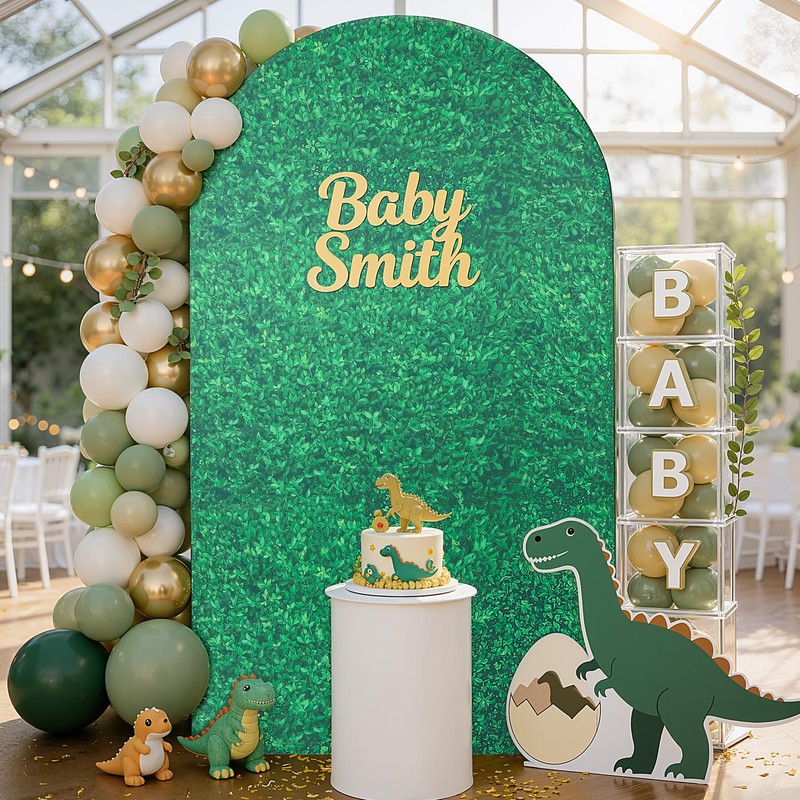 Party Village 7.2ft Green Leaf Pattern Spandex Fitted Wedding Arch