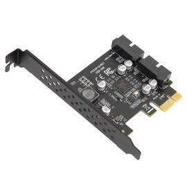 Zunate PCIe to USB 3.2 GEN1 Card, 5Gbps USB3.2 Front GEN1 Expansion Card, PCI Express Expansion Card, Dual Port 19PIN Connector Riser Card for Win 7 8 10 11 and Linux (19PIN Black Board)