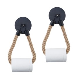HOJLKLD 2 Pack Nautical Retro Hand Towel Ring Rope Toilet Paper Holder Wall Mounted for Bathroom or Kitchen,Pipe Rope Towel Ring,19.7 Inch Rope Tissue Holder (Iron, 2)