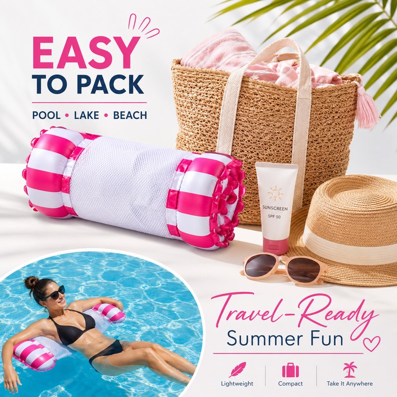 Inflatable Pool Hammock Floats for Adults – 4-in-1 Water Lounger