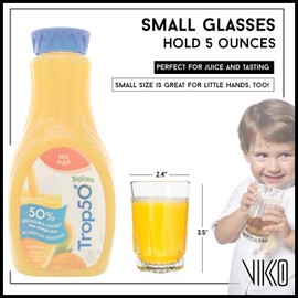 Vikko 5 Ounce Juice Glasses, Heavy Base SMALL Glassware for Drinking Orange Juice, Water, Perfect Cup for Children, Tasting, and Small Portions, Set of 6 Crystal Clear Glass Tumblers