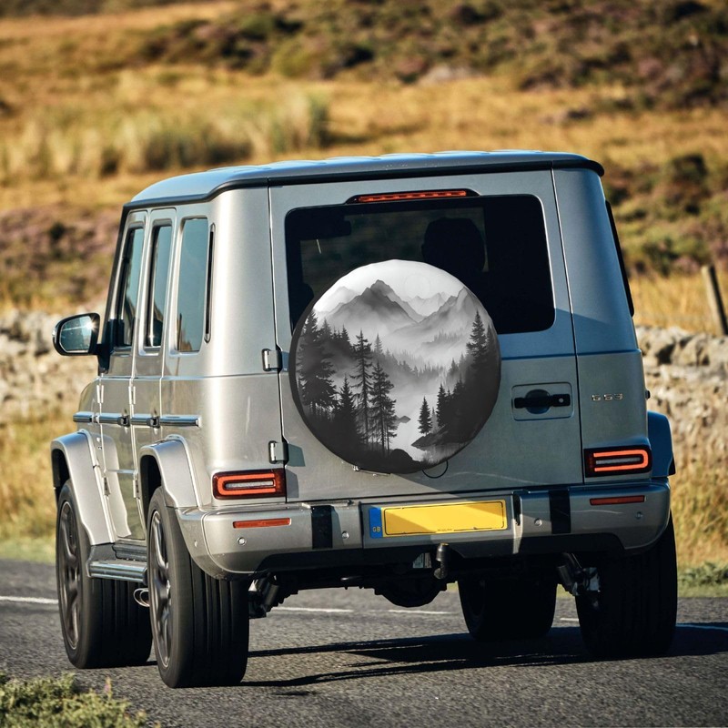 Spare Tire Cover Mountain Lake Tree Landscape Wheel Covers Weatherproof