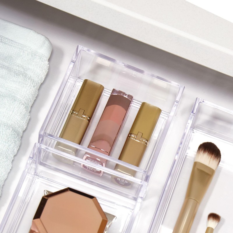 iDesign Porta trucchi, Separatore cassetti extra piccolo impilabile per cosmetici