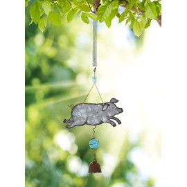 Sunset Vista Designs 92163 Bouncy Garden Decoration with Mini Cowbell, 11-Inch Pig