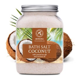 Bath Sea Salt Coconut 46 Oz (1300g) - Coconut Oil for Bath Soak - Natural Sea Salt - Body Care - Beauty - Wellness - Relaxation - Aromatherapy Bath Salts - Exotic Scent