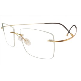 Circleperson Rimless Titanium Eyeglass frames Men Hingeless Light weight 55-18-140, Gold+brown, Lens width 54 mm