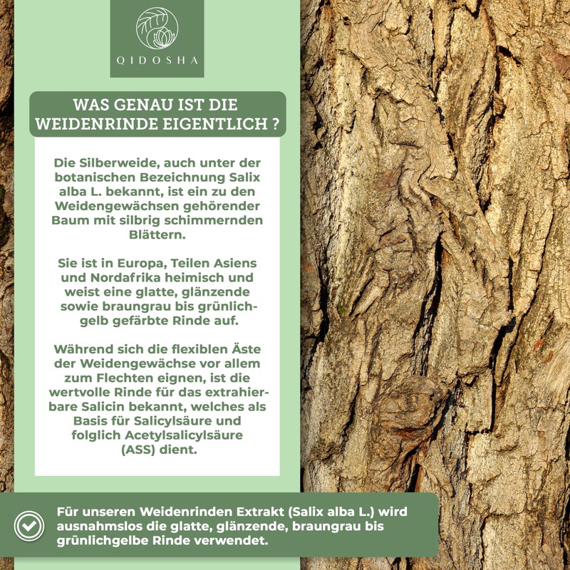 QIDOSHA Willow Bark Extract with 25% Salicin, 180 Capsules in