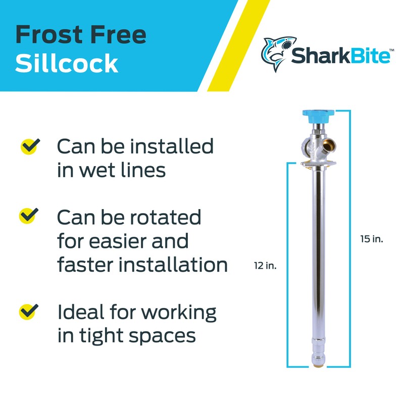 SharkBite 12 Inch Frost Free Sillcock, 1/2 x 3/4 Inch