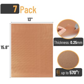 UNCO- Copper Grill Mats for Outdoor Grill, 13" x 15.8", 7 Pack, Nonstick Reusable Grilling Mats for Outdoor Grill, BPA and PFOA Free with PTFE-Fiberglass Coating