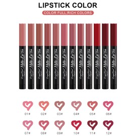 RoseFlower 12 Colors Lipsticks Set, Matte Lipstick with Gift box, Velvet Nude Lipstick Pen with Pencil Sharpener Automatic lip liner set Waterproof Lip Tint Makeup Set Kit Lip Makeup for Women