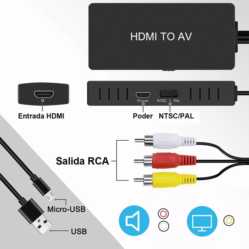 Gomia Hdmi Un Convertidor De Rca, Hdmi Av Compuesto Un