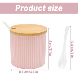 Fahibin 300 ml Ceramic Sugar Bowl, Spice Jar, Ceramic Sugar Bowl with Spoon and Lid, Vintage Sugar Bowl Small for Coffee Bar, Kitchen and Breakfast at Home