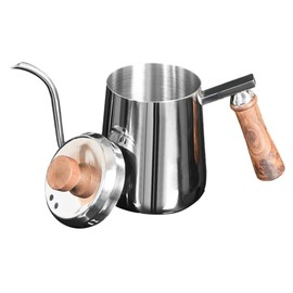 CIYODO Gooseneck Coffee Kettle with Wooden Handle Stainless Steel Drip Spout Teapot for Coffee Tea Brewing Stylish Design for Home Kitchen Use