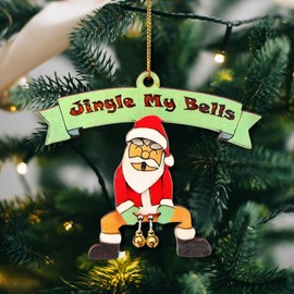 Funny Christmas Wooden Ornaments Jingle My Bells Female Humour Xmas Tree Holiday Party Decorations, Naughty Gag Funny Dirty Santa Gift Ideas for Adults Merry Christmas Home Decor