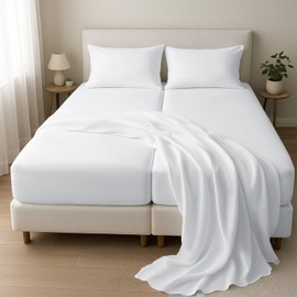 1000 Thread Count Split Sheet Set 5 Piece Split California King Sheets for Adjustable Beds 100% Egyptian Cotton 15" Deep Pocket Adjustable Bed Sheets Split California King Size - White Solid