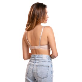 VIVISENCE 1041 Women's Bra with Underwire Padded Push-Up Bra Classic Smooth Microfibre Elegant Lace Mesh, beige, 70B