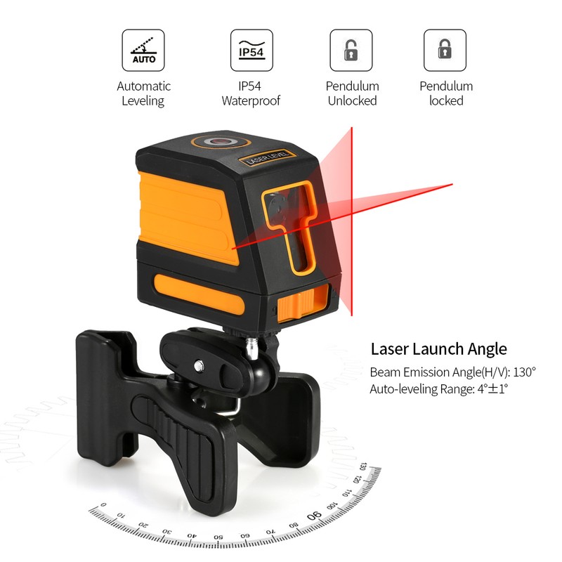 Self-Leveling 2 Lines Red Laser Level Professional Horizontal and Vertical