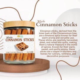 Herbs Botanica Cinnamon Sticks Vietnamese Cinnamon Saigon cinnamon 100% Natural Whole Cinnamon Sticks for Cooking, Baking, Teas, Beverages 3 inch+ Size Fresh and Aromatic, Perfect for Bulk Use 4 oz