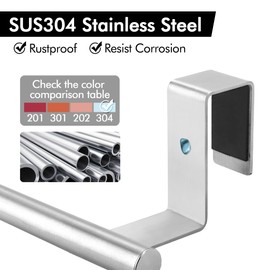 KES Over The Cabinet Door Towel Rack, Kitchen Towel Holder, Over The Cabinet Door Kitchen Towel Bar SUS304 Stainless Steel 2 Pack Brushed Finish, KTH200S26-2-P2
