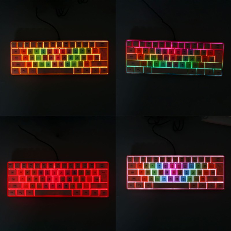 61 Keys Mechanical Keyboard RGB Backlight Colorful Keycaps Mini Wired