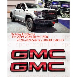 Auto Front Rear Red Black Emblem Overlay 2019-2024 GMC Sierra 1500 2500HD 3500HD