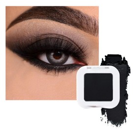 evpct Matte Deep Black Single Eye Shadow Palette Makeup for Older Women, Dark Black Cream Eye shadow Palette Single for Older Women Matte, High Pigment Waterproof Monochrome Eyeshadow, sombra de ojos
