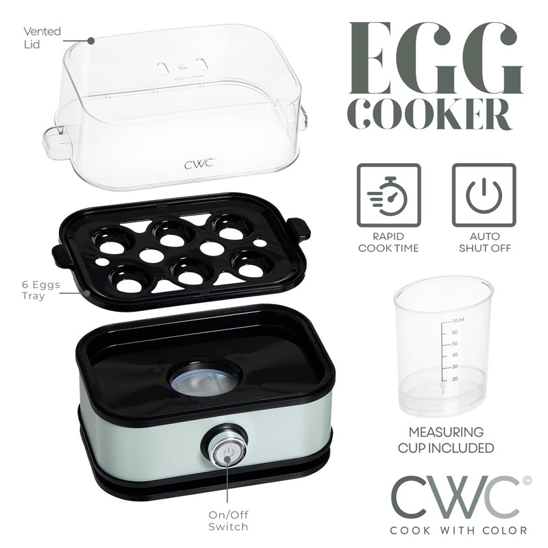 COOK WITH COLOR 6-Egg Capacity Egg Cooker – For Soft,