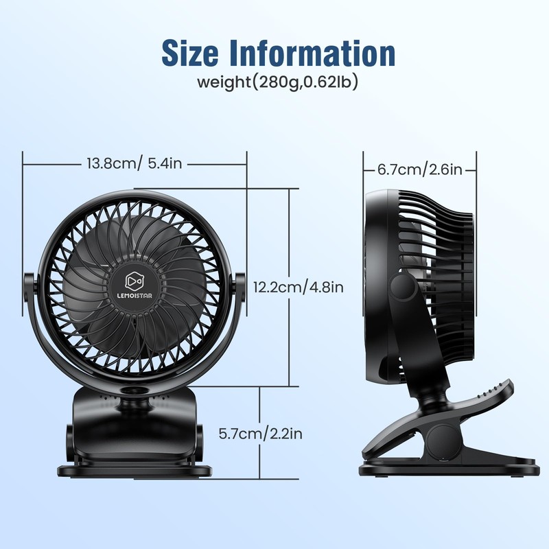 Shinebella AA Battery Car Clip Fan with Aromatic Feature for