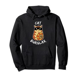 Funny Orange Tabby Cat Wearing A Mask Cat Burglar Pullover Hoodie
