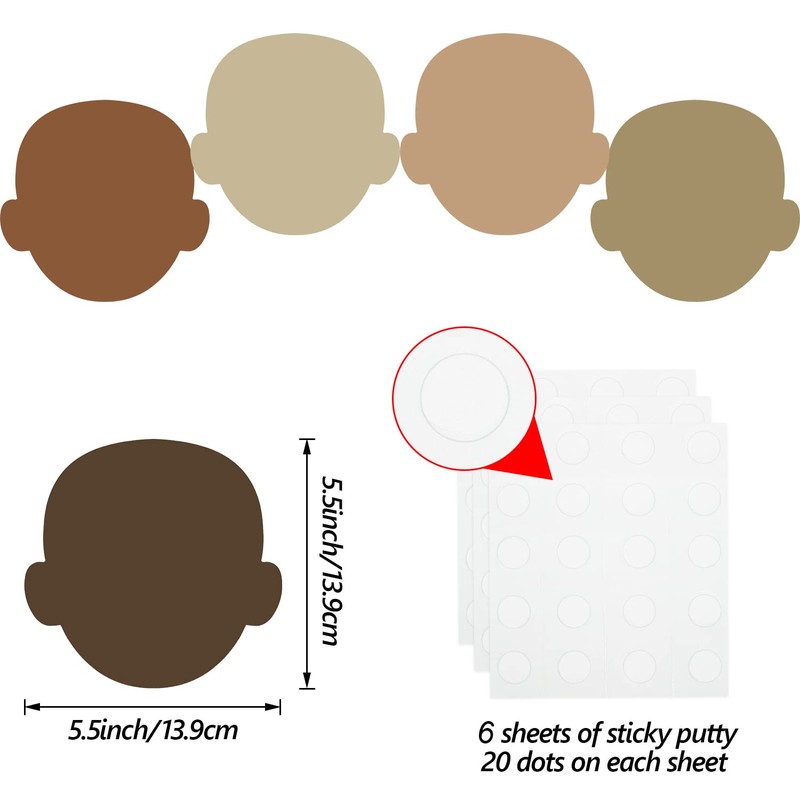 100 Pcs Multicultural Face Creative Cut Outs 5.5 Inch Skin