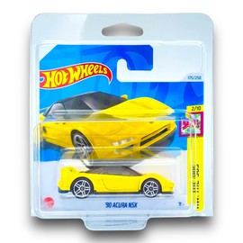 Hot Wheels '90 Acura NSX (Yellow) 2/10 HW: The '90s - 2024-175/250 (Short Card) - includes a KLAS Car Keeper Protector Case - HTB04