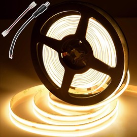 BERIXDEEP COB LED Streifen 5m Warmwei?, LED Strip 2700K, 24V, CRI 92+, 8mm Breit, LED Streifen Weiss sehr hell fr Schlafzimmer, TV, Kche, Wohnzimmer, DIY, Lichtband LED Selbstklebend (ohne Netzteil)