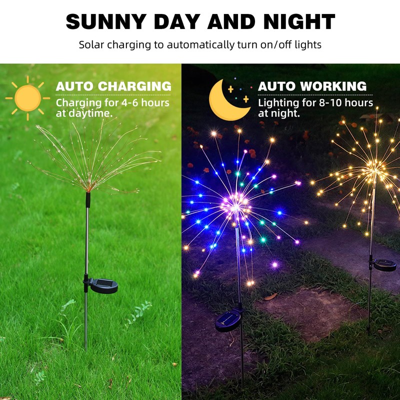 YOTOZU 4 PCS Solar Firework Light, Outdoor Solar Garden Decorative