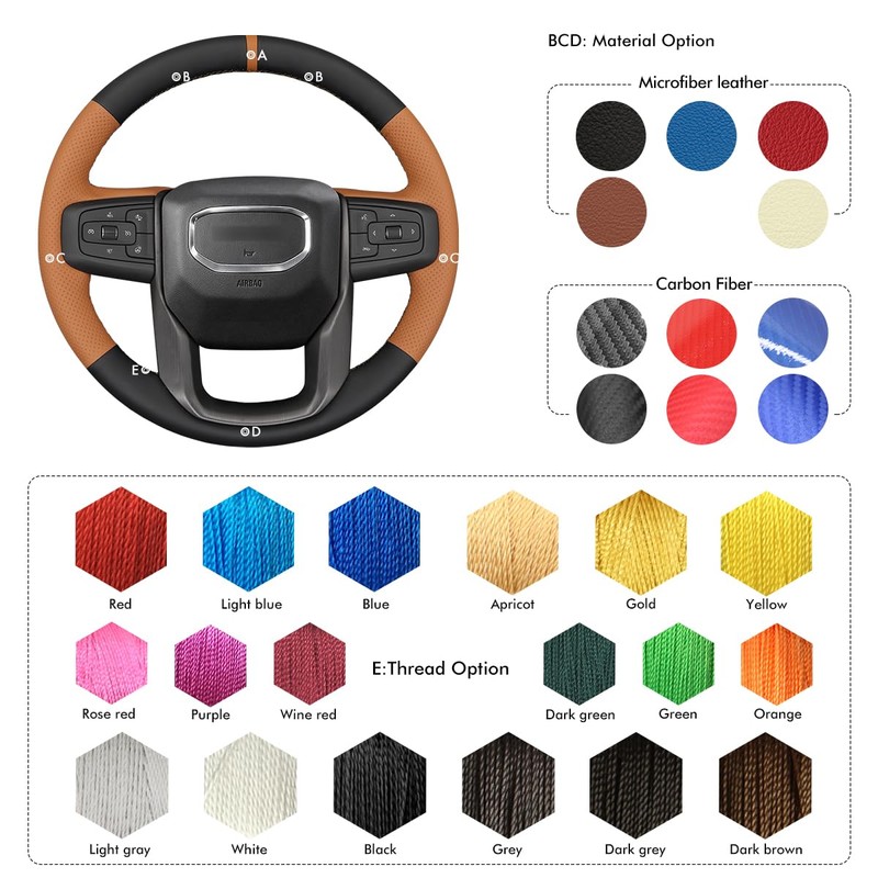 MEWANT DIY Black Brown Artificial Leather Steering Wheel Wrap for