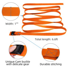 6.6ft Lashing Straps with Adjustable Cam Buckles Tie Down Cinch Straps up to 550lbs for Packing,Cargo,Luggage,Motorcycles,Truck Orange 6 Pack (6.6' x 1")